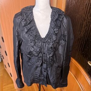 Escada women’s organza blouse lace raffle sz 42 USA Sz 12